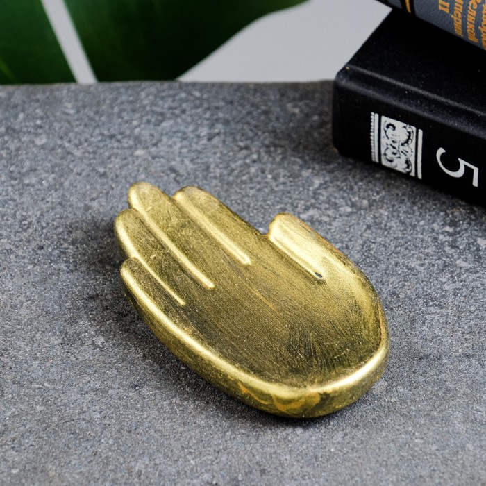 фото Подставка для мелочей "ладошка" состаренное золото, 9х5х2см хорошие сувениры