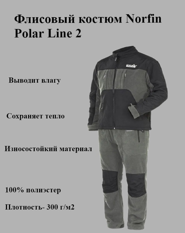

Костюм Norfin Polar Line 2, gray, XXL, 184-190, Черный;серый, Polar Line 2