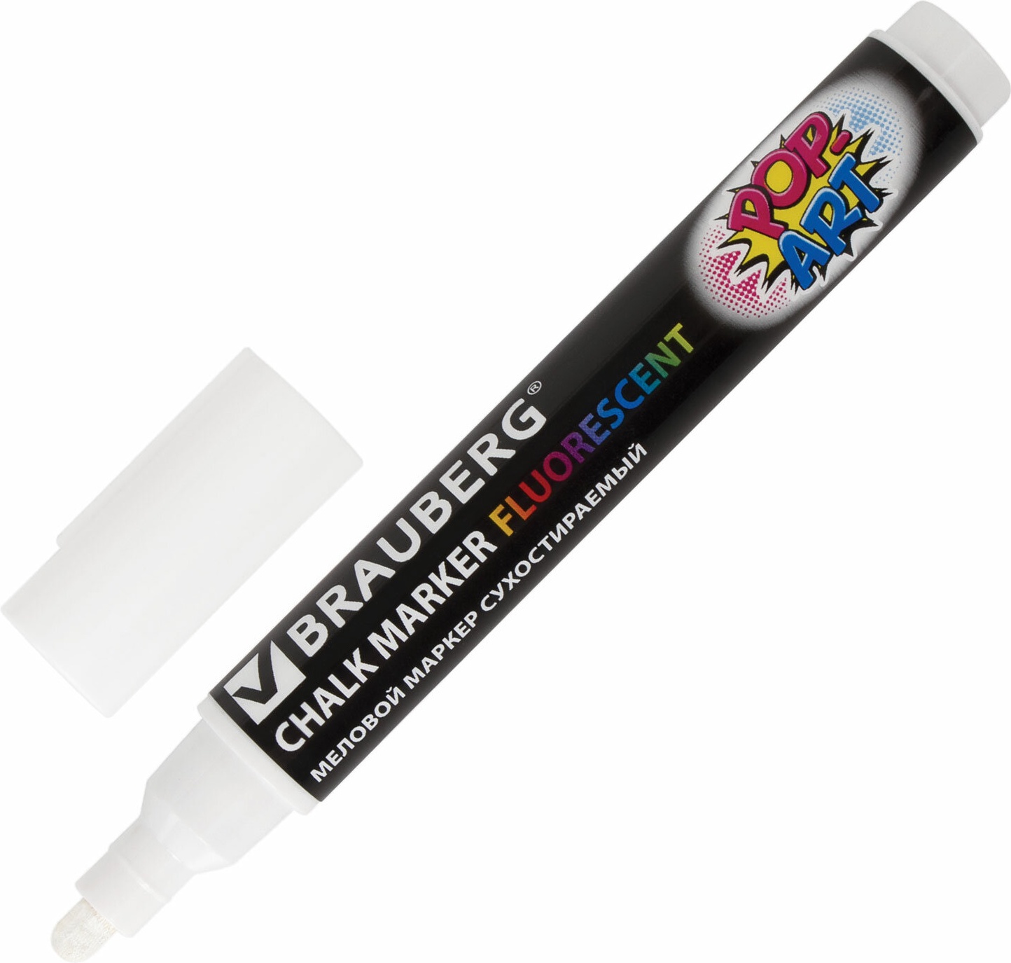 

Маркер меловой BRAUBERG POP-ART сухостираемый для гладких поверхностей 5 мм БЕЛЫЙ 151527, 151527