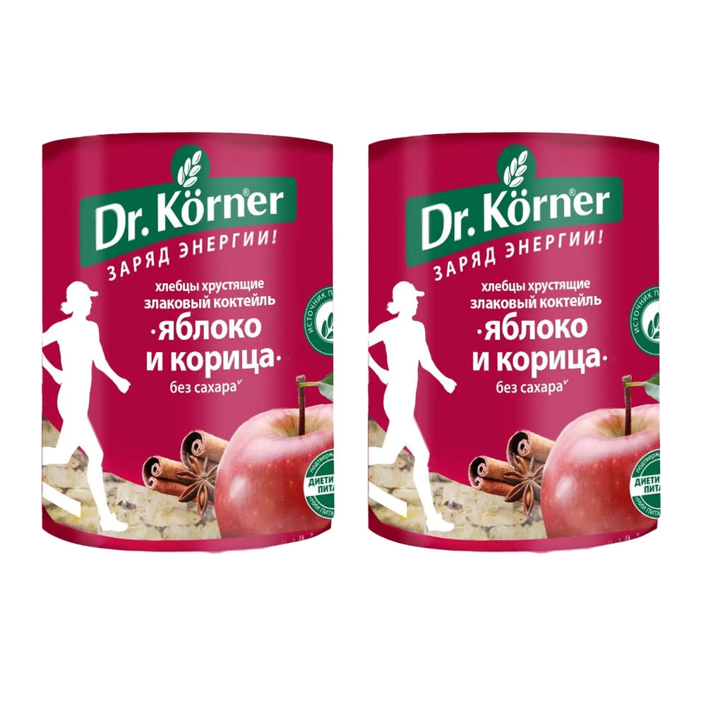Хлебцы Dr.Korner злаковый коктейль яблочный с корицей, 2 шт по 90 г
