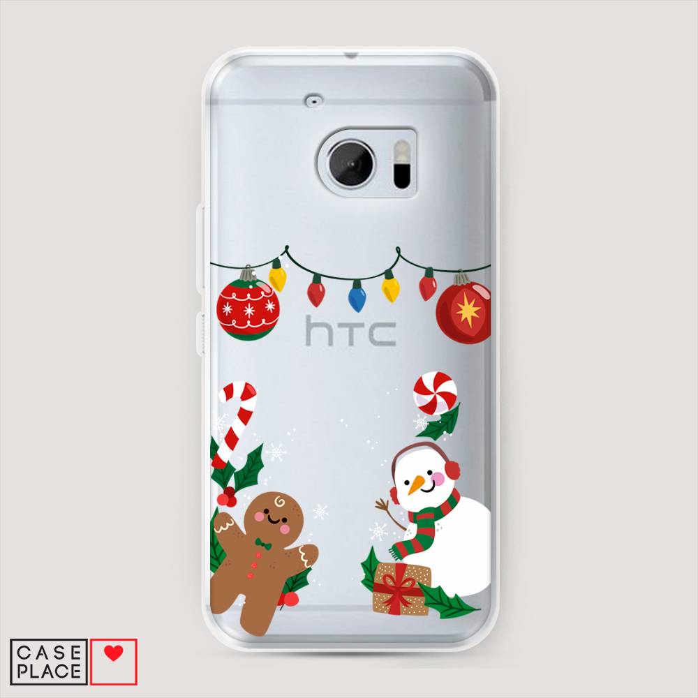 

Чехол на HTC One M10 (HTC 10) "Новогоднее настроение", Коричневый;красный;зеленый, 101950-5