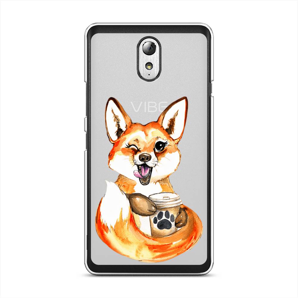 

Чехол на Lenovo Vibe P1m "Подмигивающая лиса с кофе", Оранжевый;белый;коричневый, 111350-4
