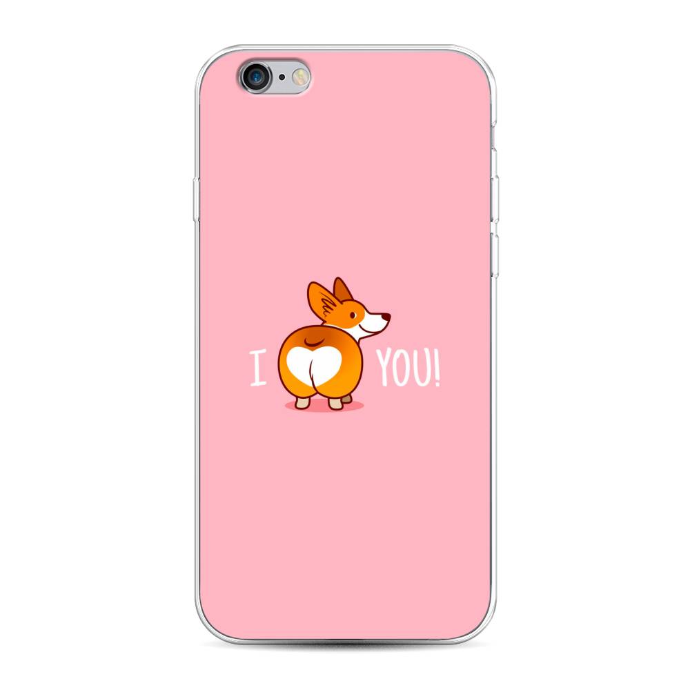 

Чехол на Apple iPhone 6 "Корги I love you", Розовый;коричневый;белый, 0104S50-1