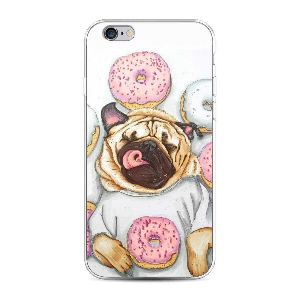 

Чехол на Apple iPhone 6 "Счастливый мопс", Розовый;бежевый;коричневый, 0104S50-1