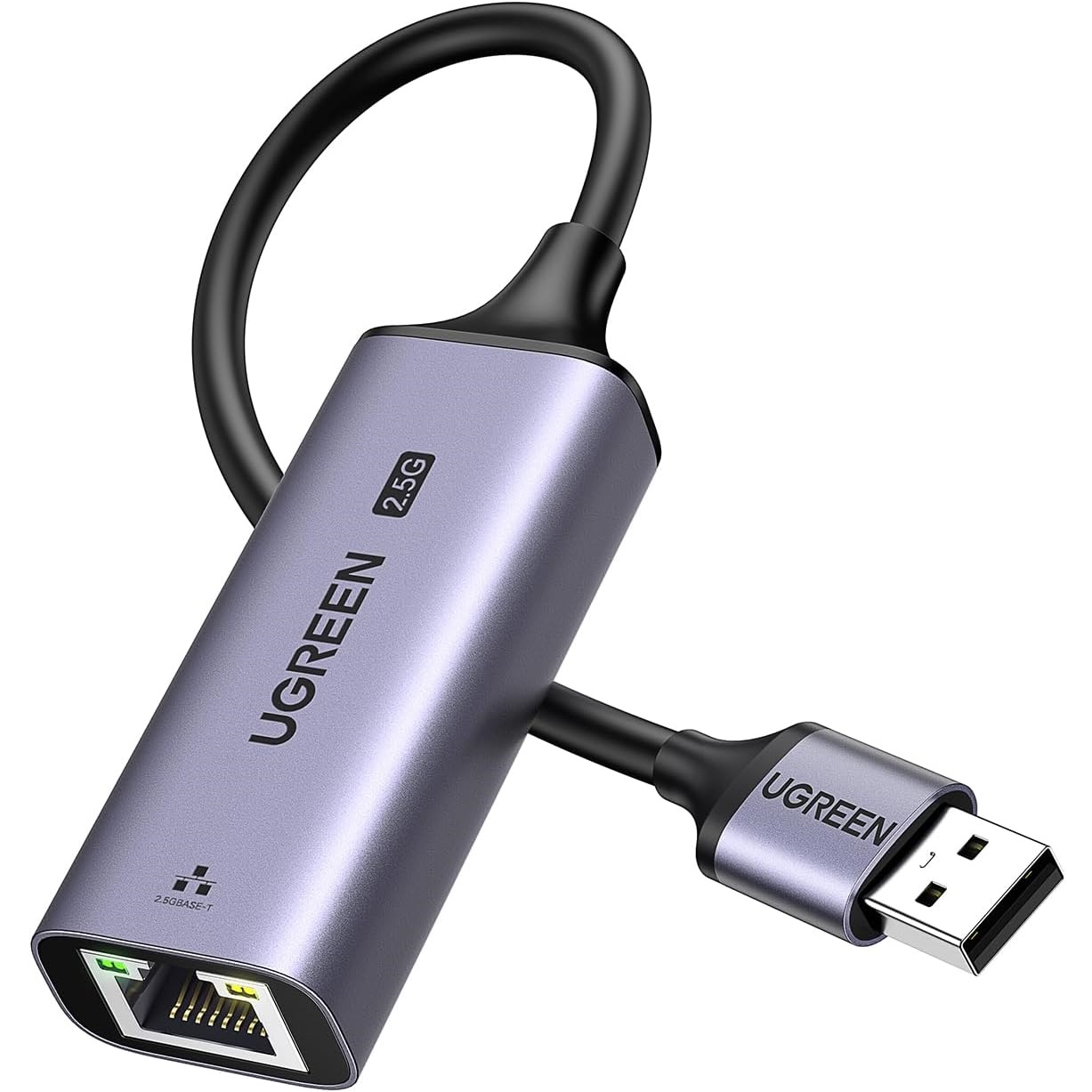 

Адаптер uGreen USB-A - RJ45 вилка-розетка 0.1м (25051_) серый, CM648