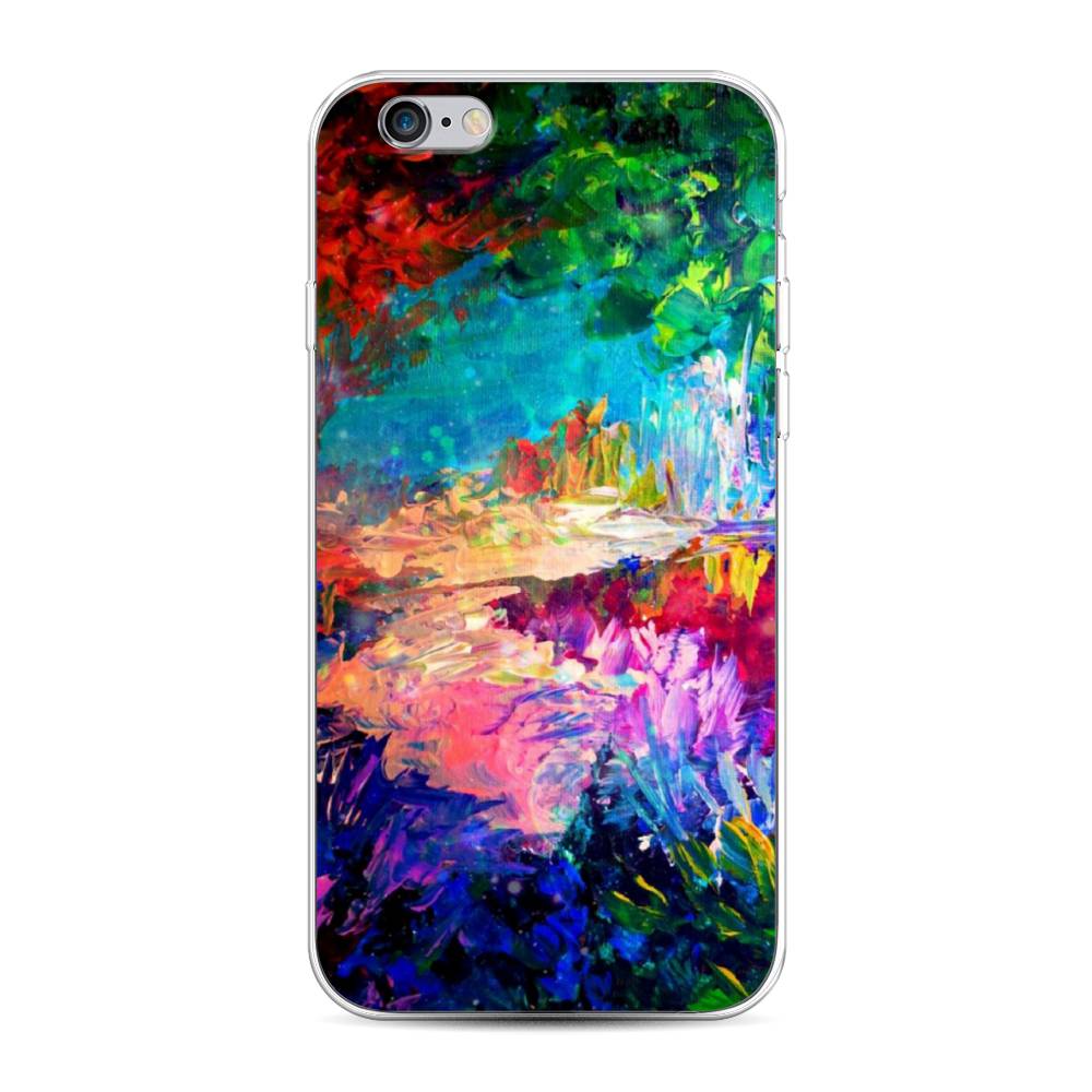 

Чехол на Apple iPhone 6 "Лес-гуашь", Синий;розовый;зеленый, 0104S50-4