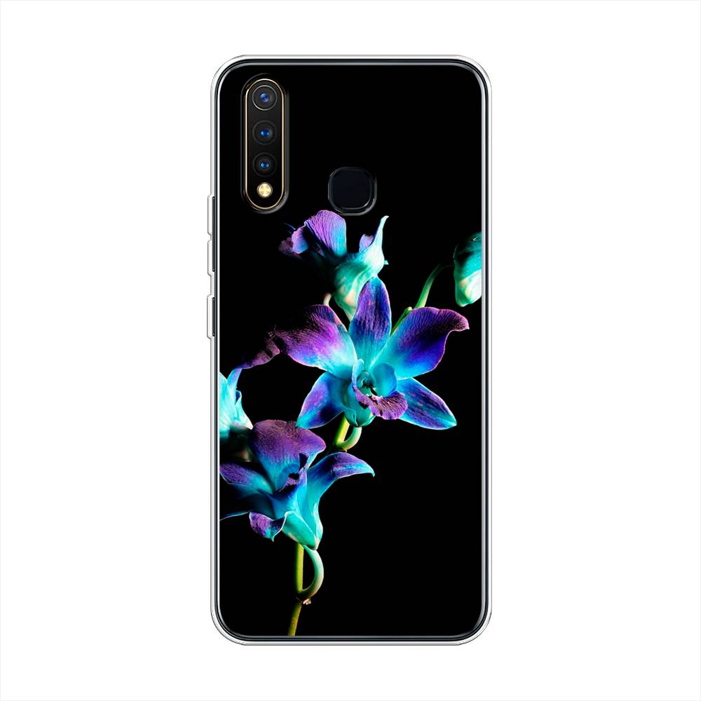 фото Силиконовый чехол "синий цветок на черном" на vivo y19 awog