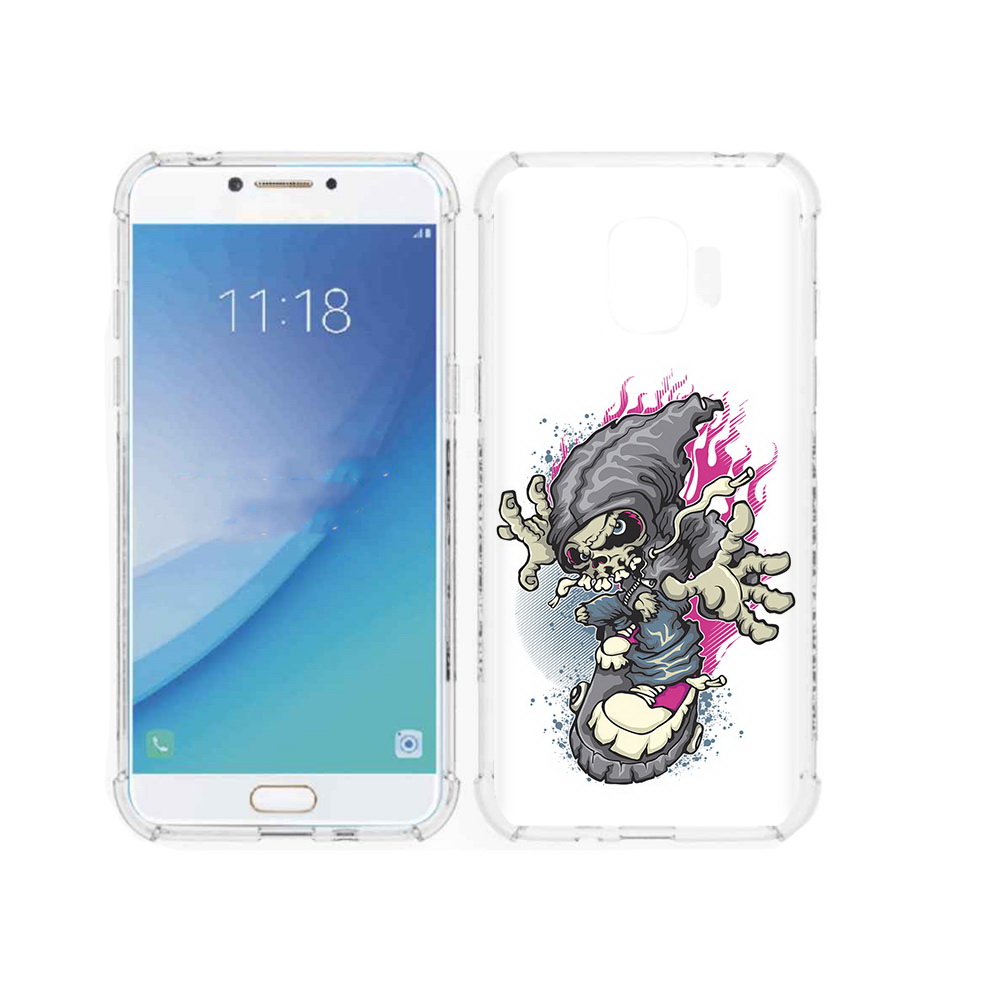 фото Чехол mypads tocco для samsung galaxy j2 pro (2018) нарисованный скелет на скейт борде