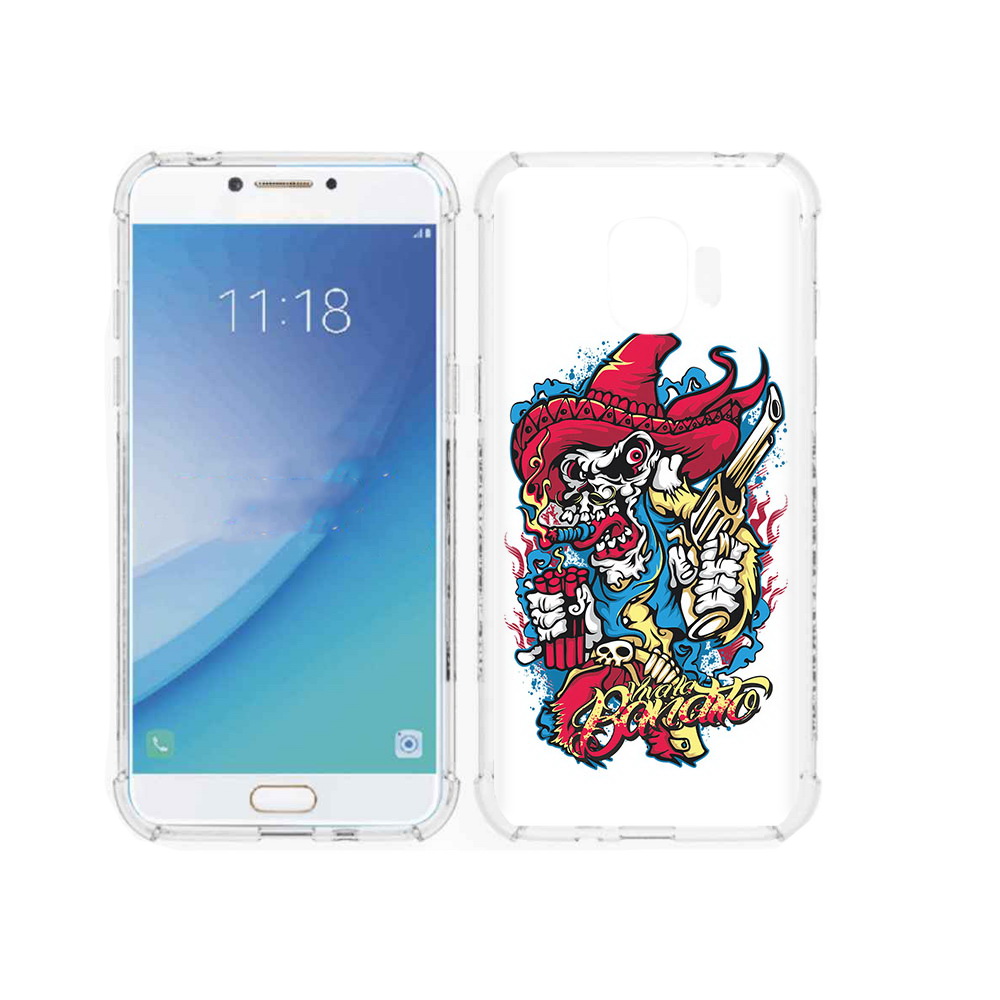 

Чехол MyPads Tocco для Samsung Galaxy J2 Pro (2018) нарисованный скелет с писталетом, Прозрачный, Tocco