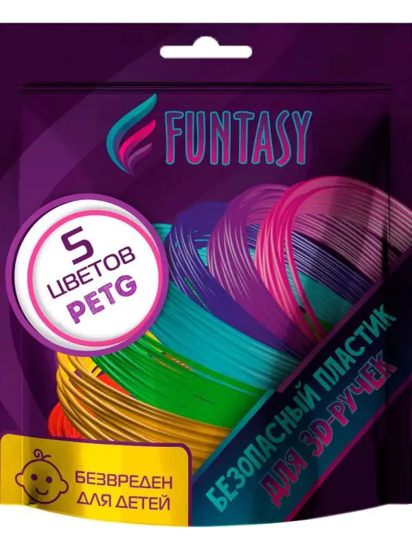 

Пластик для 3д ручки PET-G Funtasy, 5 цветов по 5 метров PETG-SET-5-5-1, PETG-SET-x-5-1