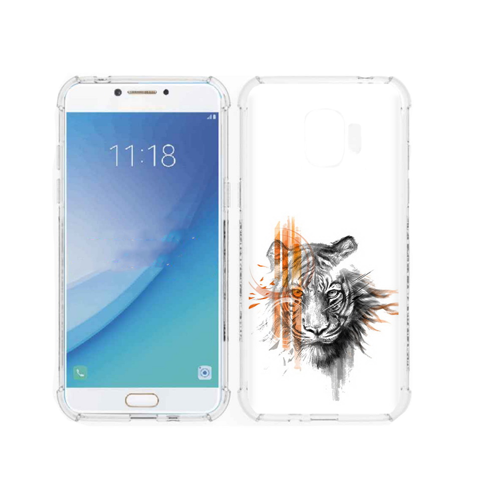 

Чехол MyPads Tocco для Samsung Galaxy J2 Pro (2018) огненный тигр (PT226925.585.526), Прозрачный, Tocco