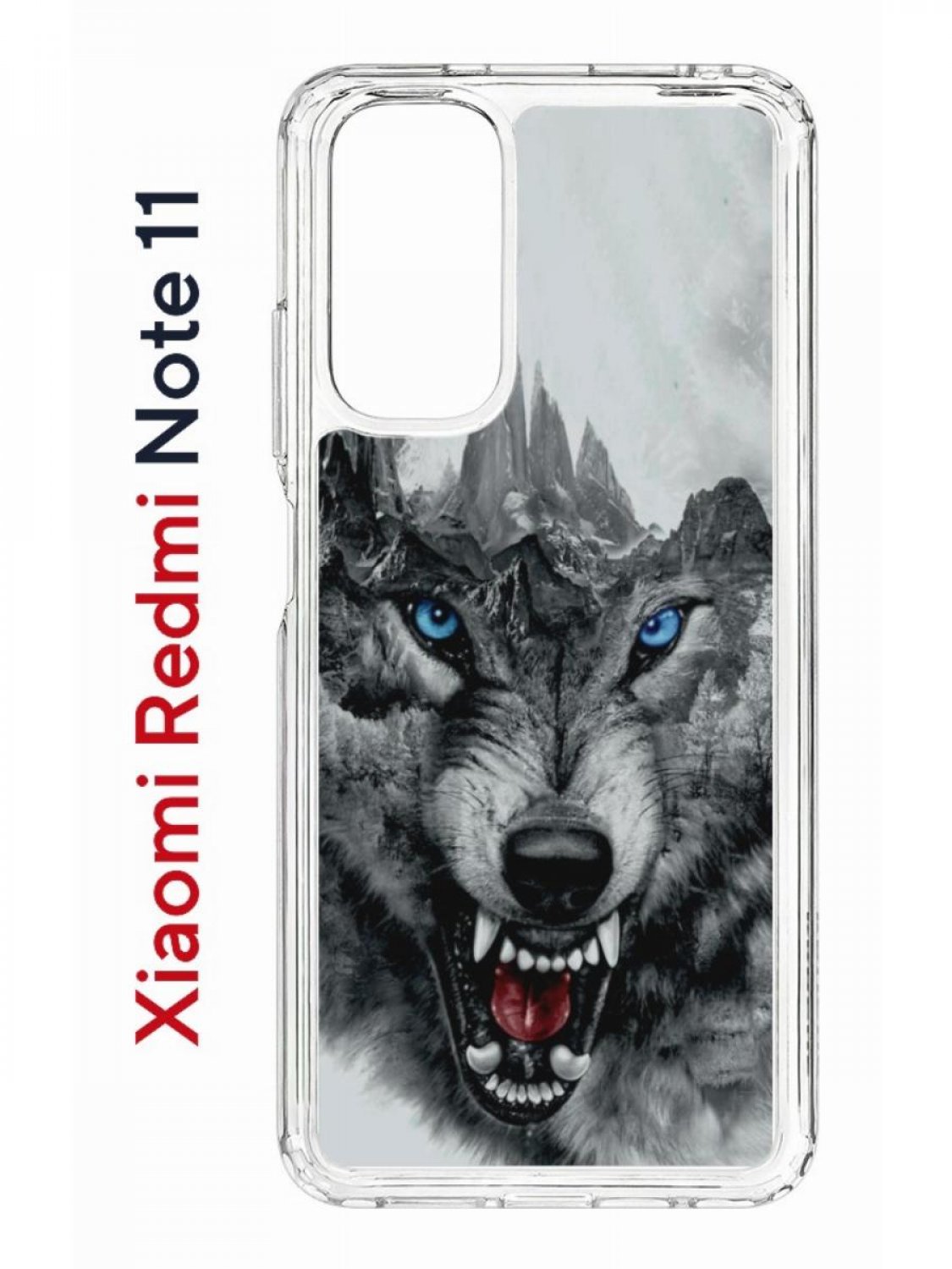 Чехол на Xiaomi Redmi Note 11/11S Kruche Print Волк,противоударный бампер с принтом