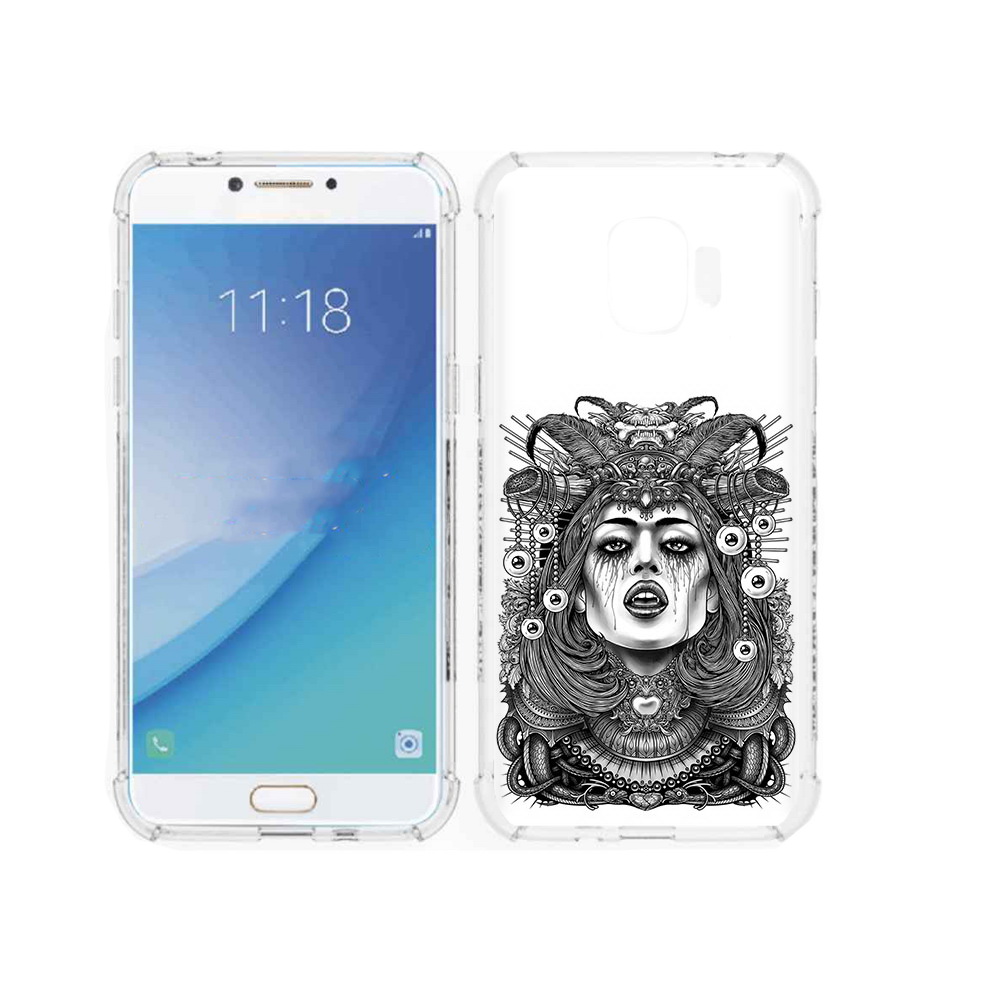 

Чехол MyPads Tocco для Samsung Galaxy J2 Pro (2018) портрет девушки черно белый, Прозрачный, Tocco