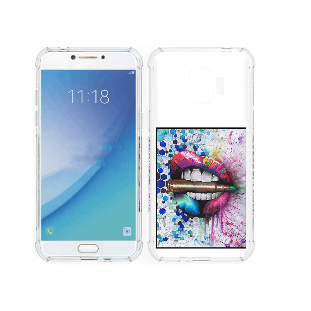 

Чехол MyPads Tocco для Samsung Galaxy J2 Pro (2018) разноцветные губы с пулей, Прозрачный, Tocco