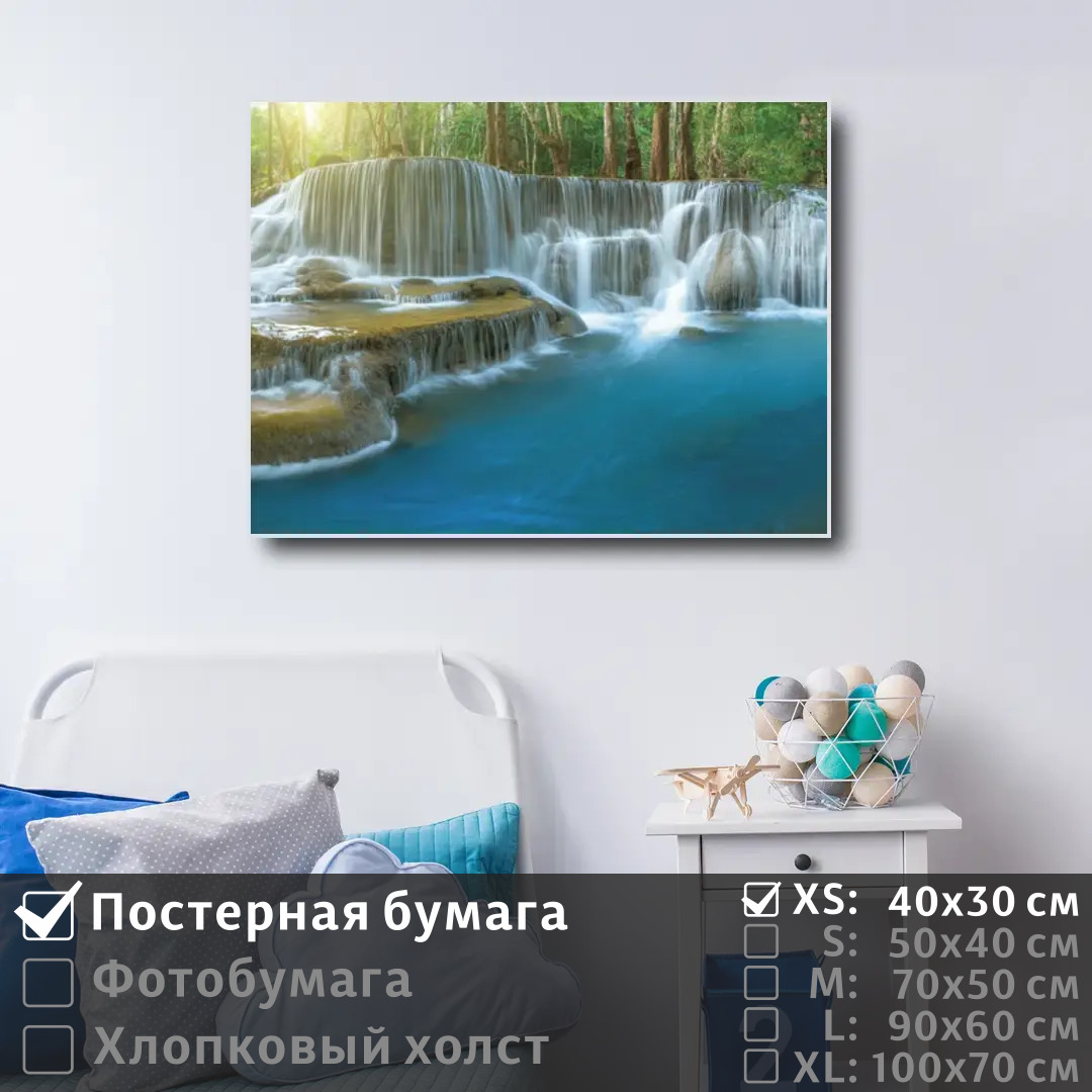

Постер на стену ПолиЦентр Водопад и озеро в лесу 40х30 см, ВодопадИОзероВЛесу