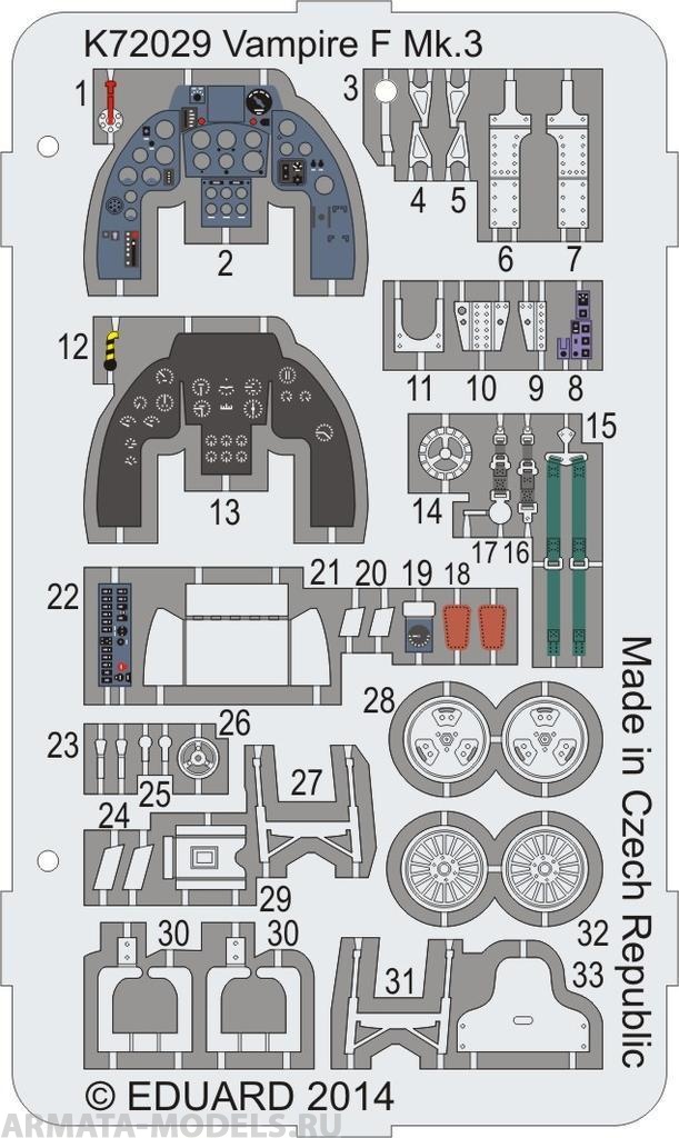 

K72029 Vampire F Mk.3 Coloured photo-etched parts