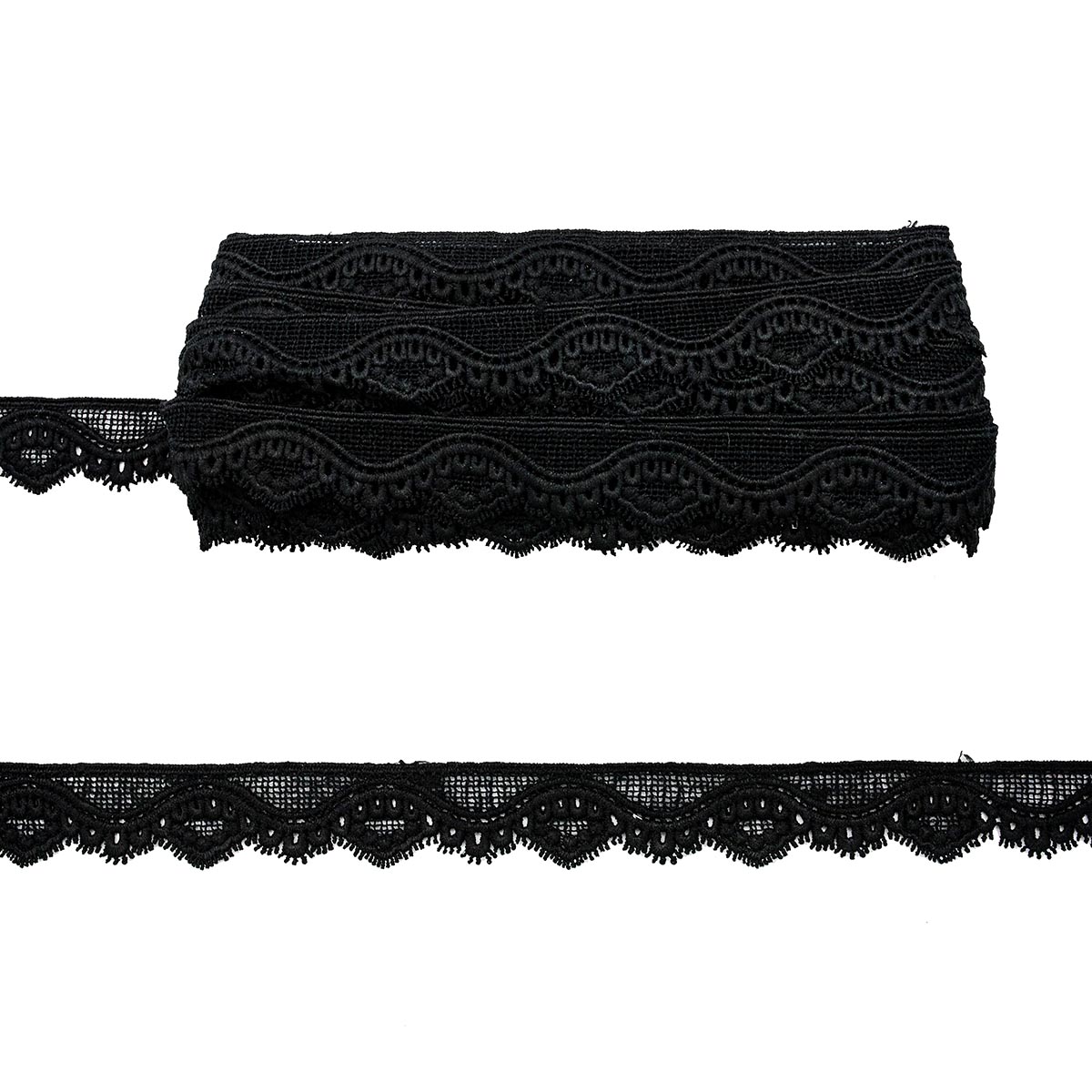 

Кружево матовое гипюр АЙРИС, арт. 3AR781, 3 см*9,14 м (чёрный)