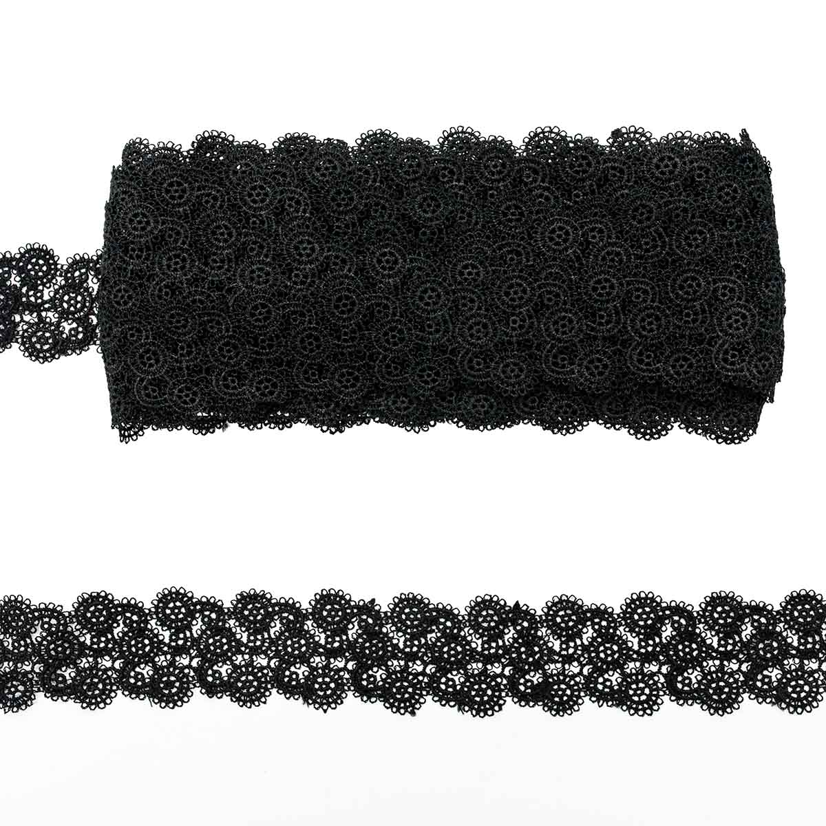 

Кружево матовое гипюр АЙРИС, арт. 3AR783, 3,8 см*9,14 м (чёрный)