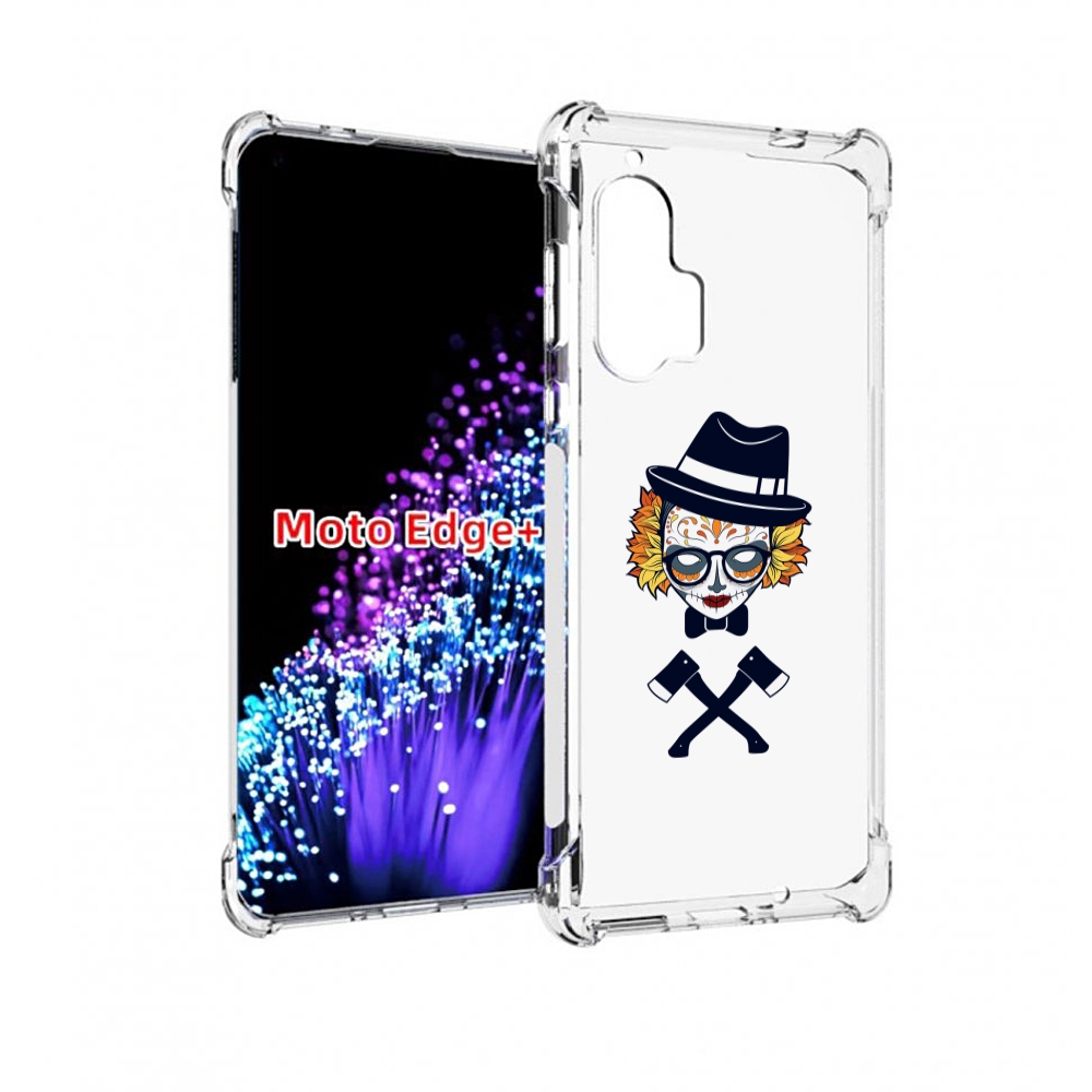 

Чехол MyPads девушка в маске с топорами рисунок для Motorola Edge+ Plus, Прозрачный, Tocco