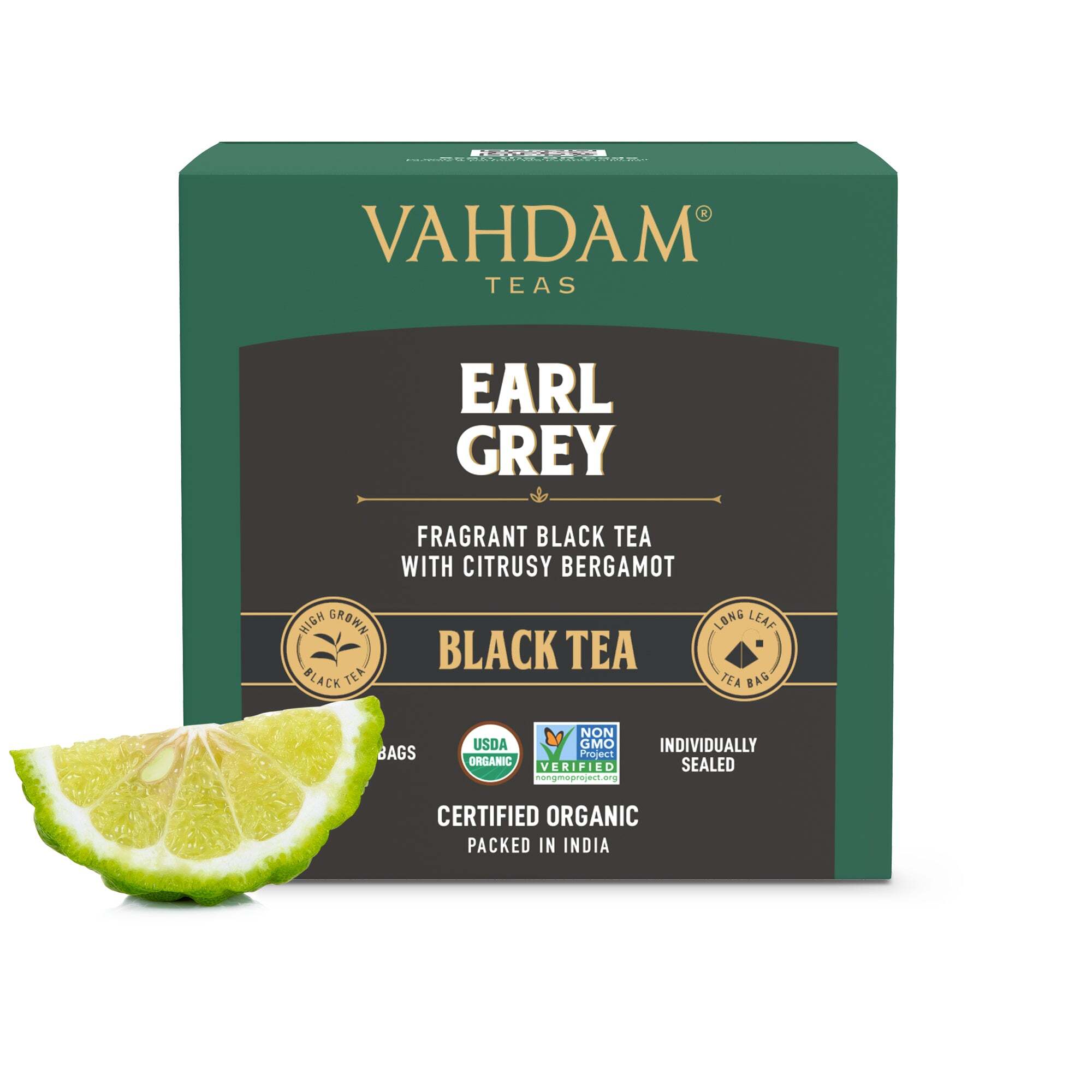 Чай черный VAHDAM Эрл Грей Цитрус, 15 пирамидок