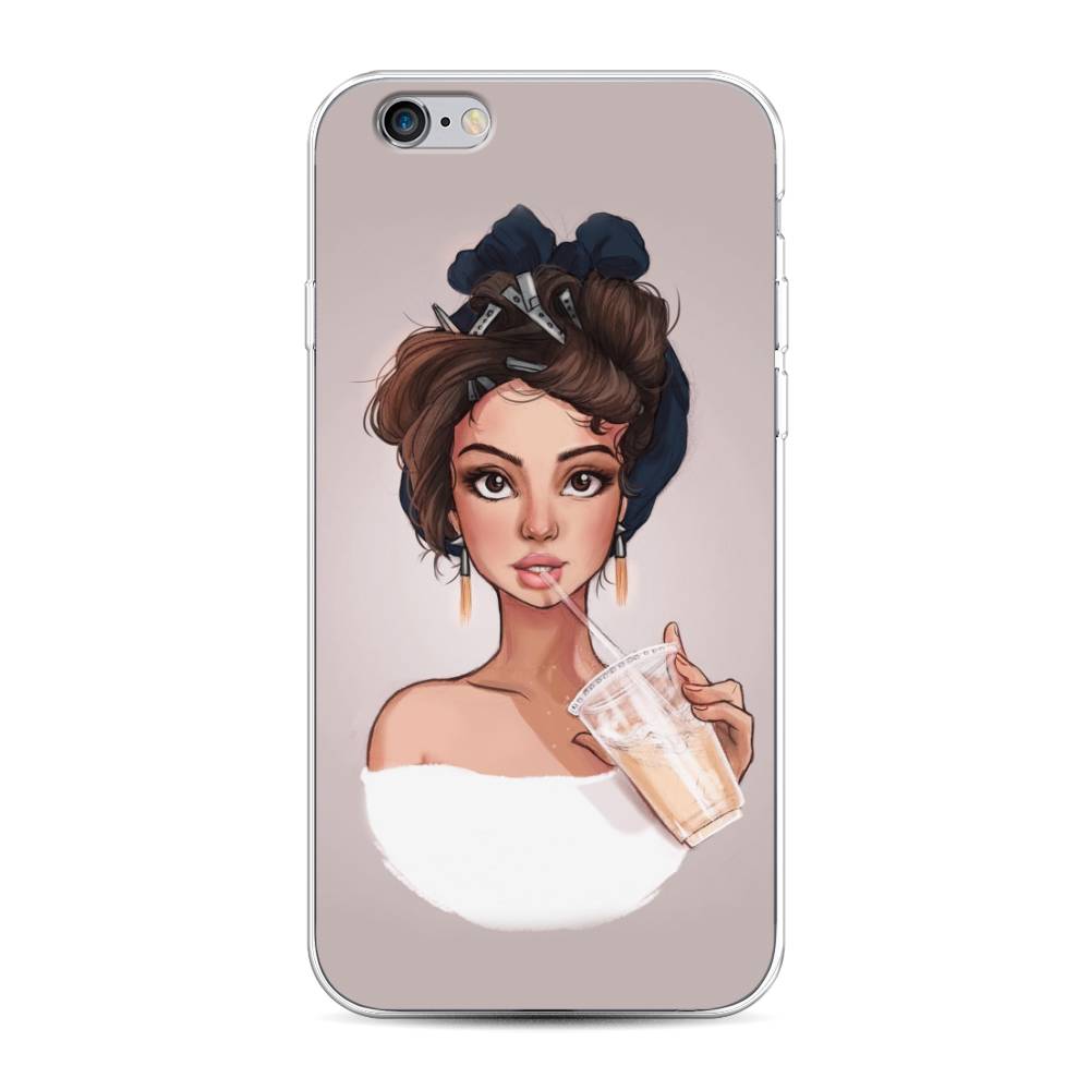 

Чехол на Apple iPhone 6 "Девушка с фраппе", Серый, 0104S50-6