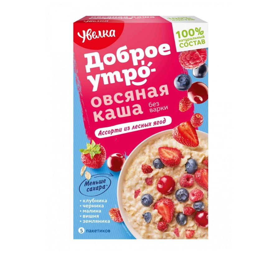 Каша Увелка овсяная ассорти из лесных ягод 6x200 г 585₽