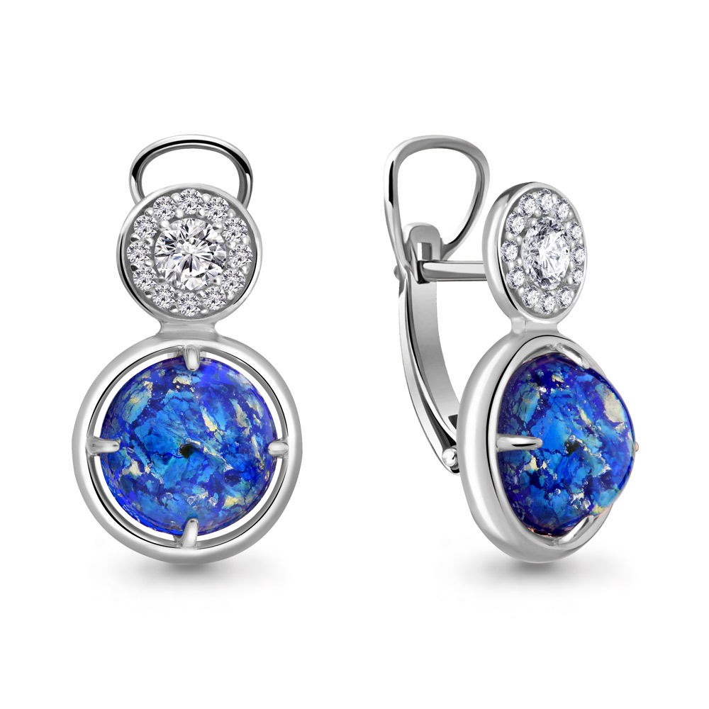 

Серьги из серебра с фианитом Aquamarine 46788АБ_925_р, 46788АБ_925_р