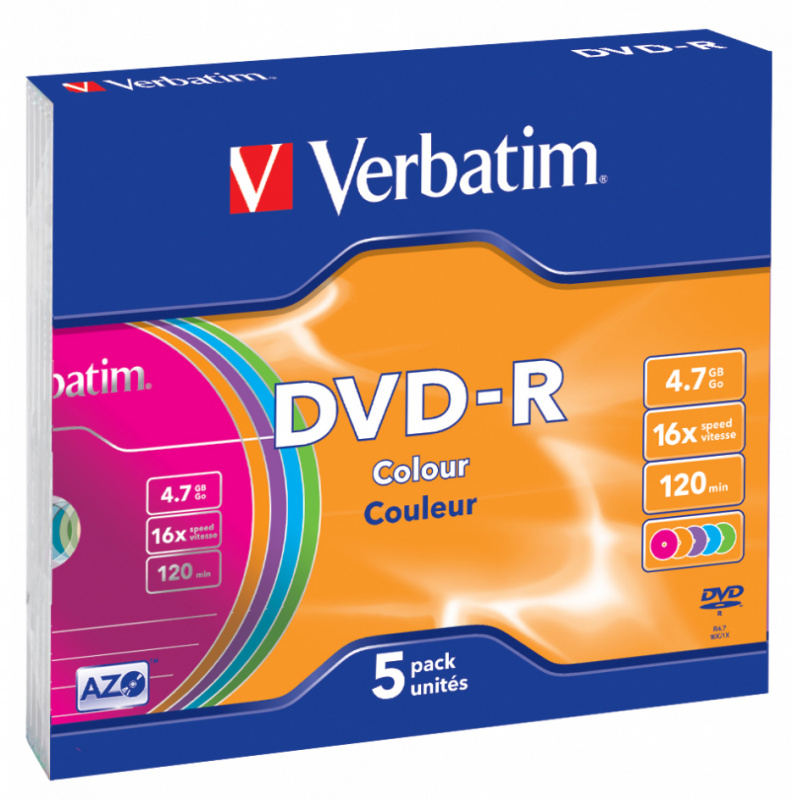 

Диск dvd-r Verbatim 16X 5шт. (DVD-R-4.7GB-16X-5pcs), 16X