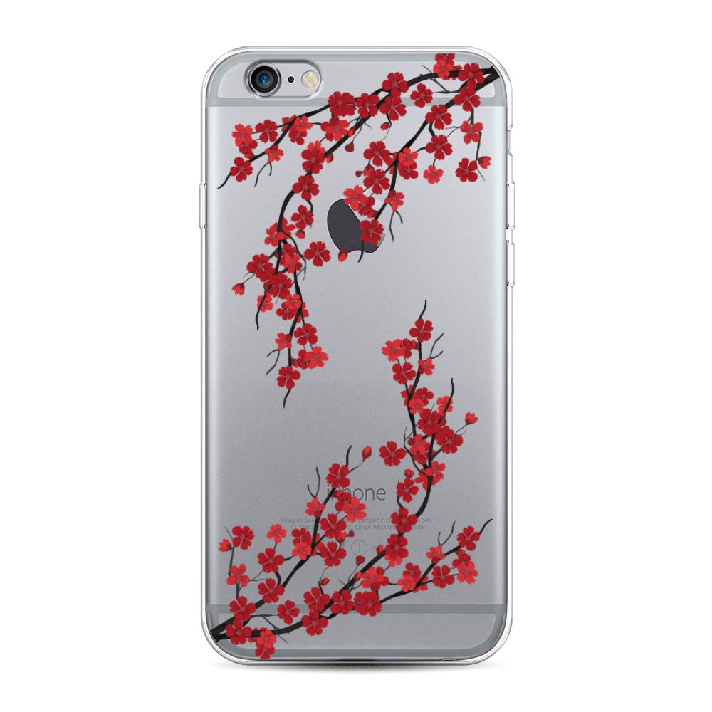 

Чехол на Apple iPhone 6 "Красная сакура", Красный;черный, 0104S50-2