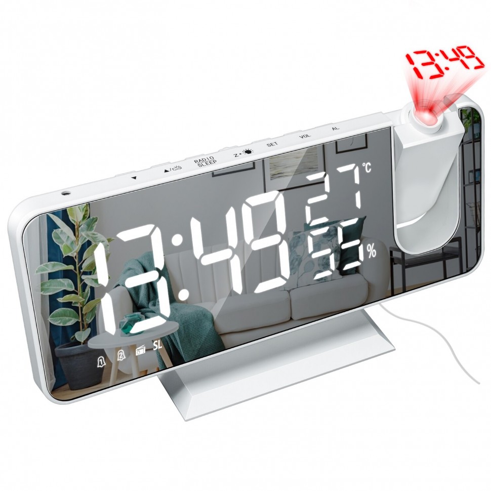 Многофункциональные зеркальные часы с проекцией и радио (4467.2)