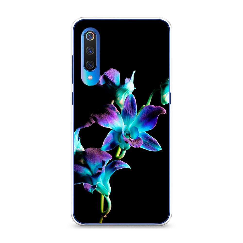 фото Силиконовый чехол "синий цветок на черном" на xiaomi mi 9 awog