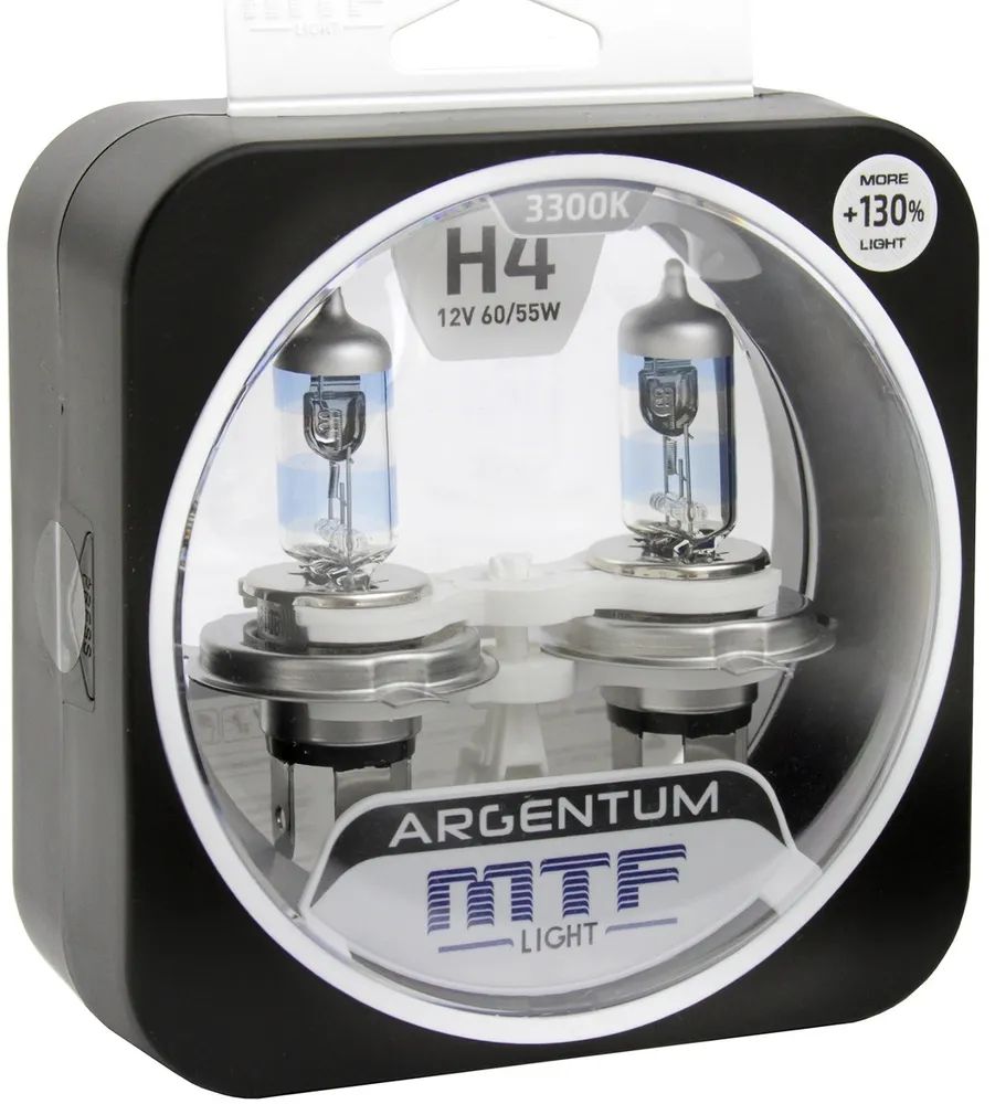 

Лампы галогенные автомобильные MTF H4 12V 60/55w Argentum+130%/3300К, H4 12V 60/55w Argentum+130%/3300К