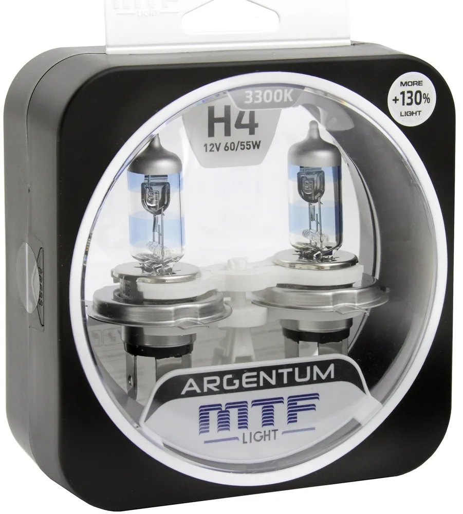 Лампы галогенные автомобильные MTF H4 12V 60/55w Argentum+130%/3300К