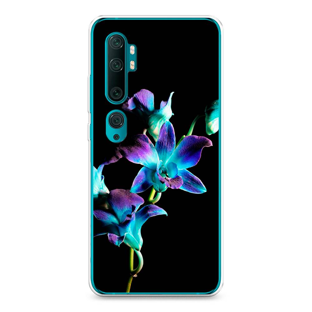 фото Силиконовый чехол "синий цветок на черном" на xiaomi mi note 10 awog