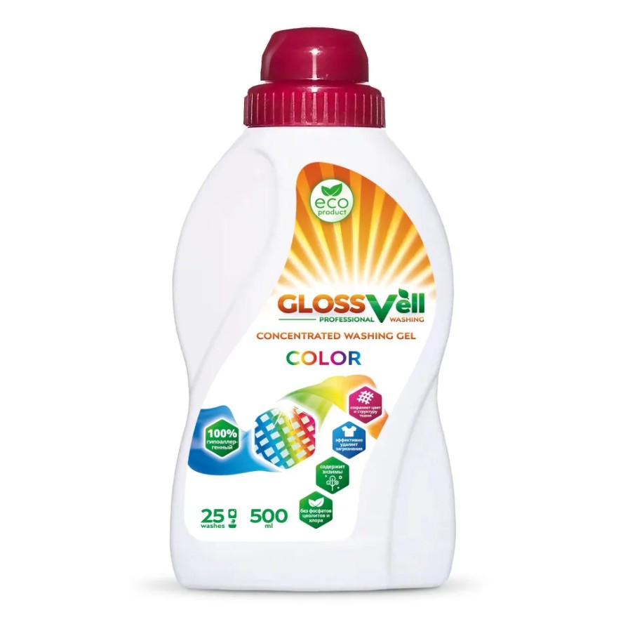 Гель Glossvell для стирки цветного и темного белья 500 мл