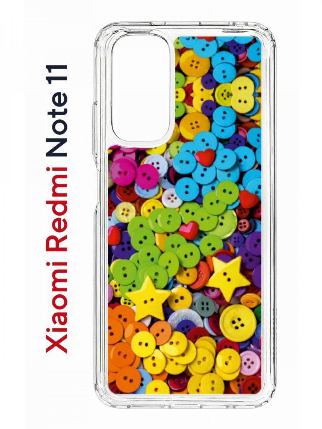 Чехол на Xiaomi Redmi Note 11/11S Kruche Print Пуговки,противоударный бампер с принтом