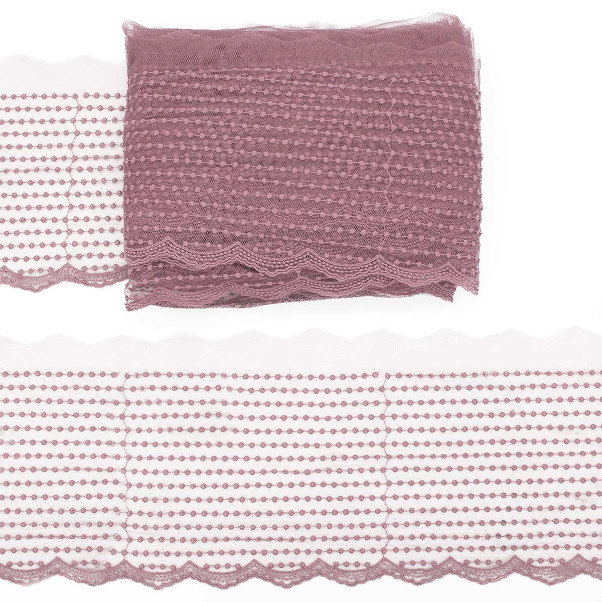 

Кружево матовое на сетке АЙРИС, арт. 3AR825, 18,5 см*18,29 м (090 пыльная роза)