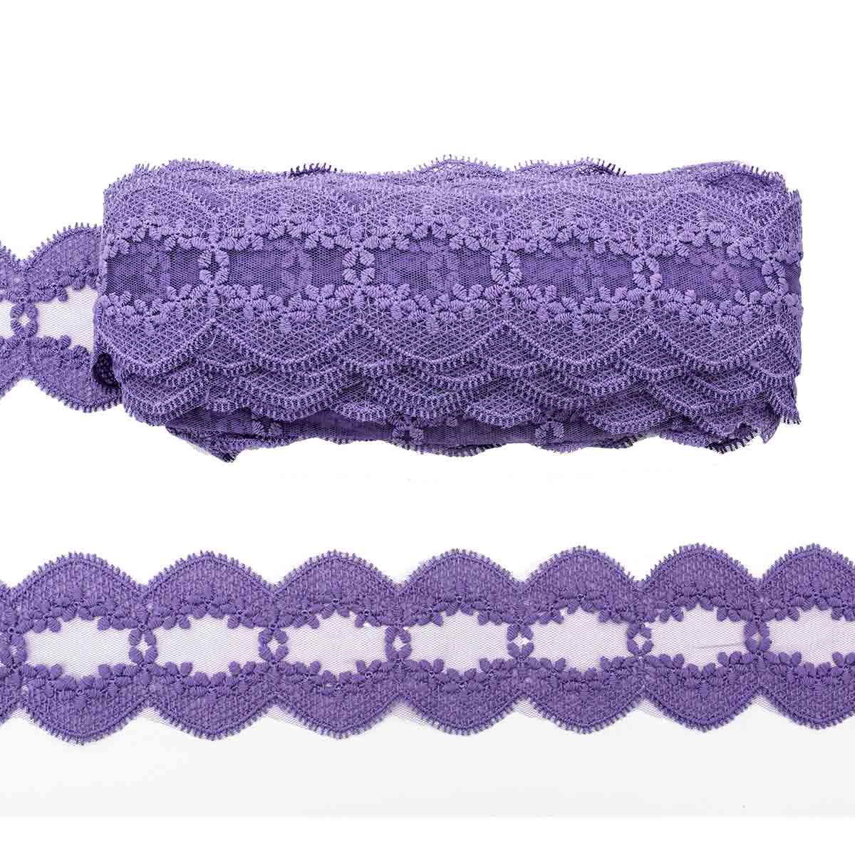 

Кружево матовое на сетке АЙРИС, арт. 3AR829, 7,5 см*18,29 м (153 лаванда), Фиолетовый