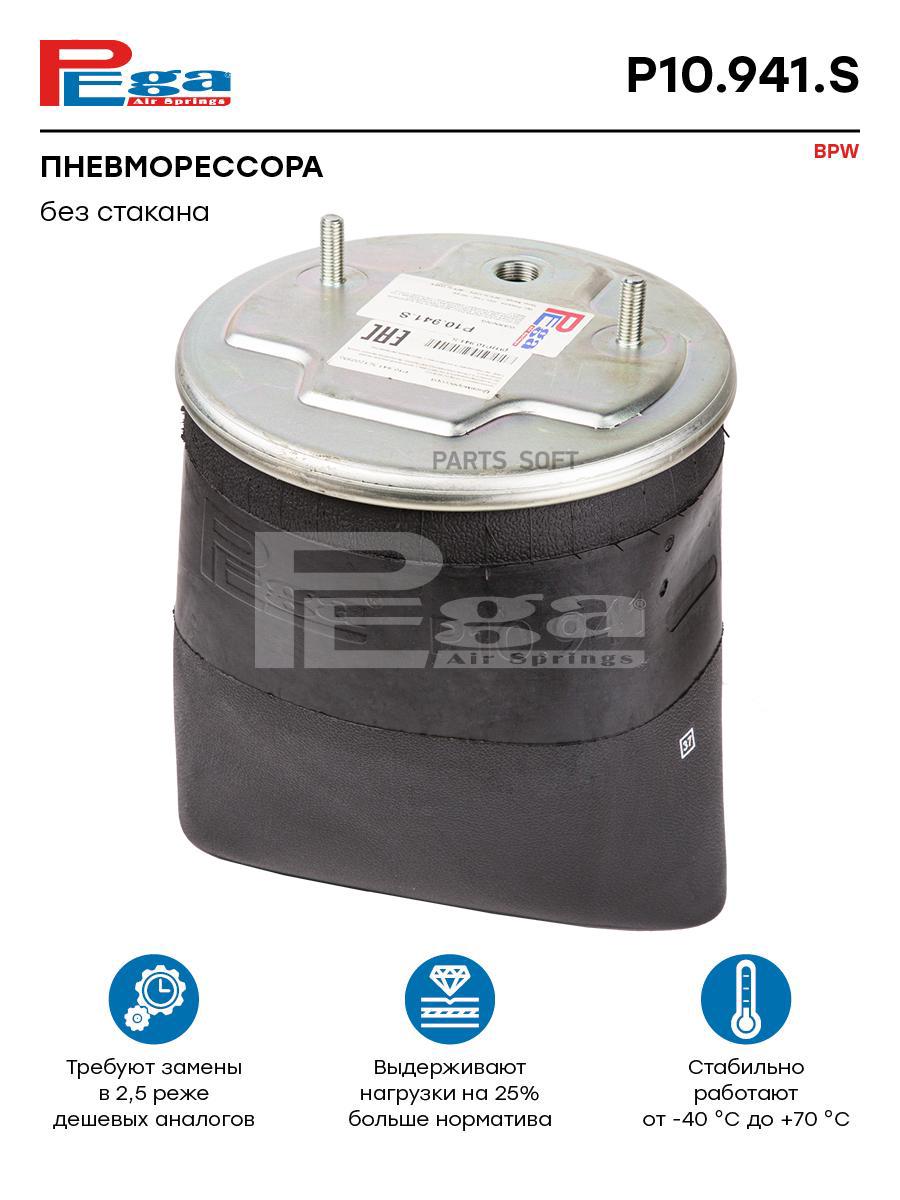 

Пневморессора BPW (без стакана,2шп.M12 смещены,1отв.штуц.M22х1.5мм) PEGA
