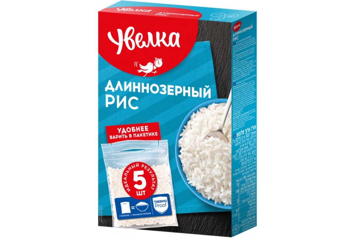 

Рис Увелка белый, длиннозёрный, в пакетиках, 6x400 г