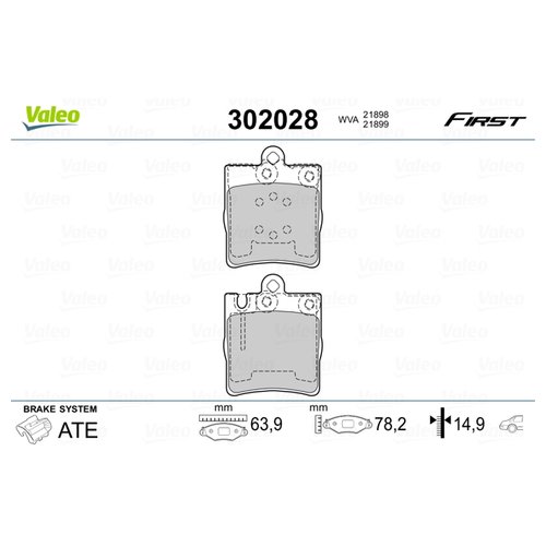 

Комплект задних тормозных колодок MERCEDES SLK 03/04 Valeo 302028