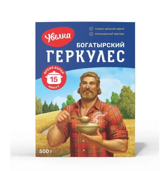 

Хлопья овсяные Увелка Геркулес богатырский 15 минут, 6x500 г