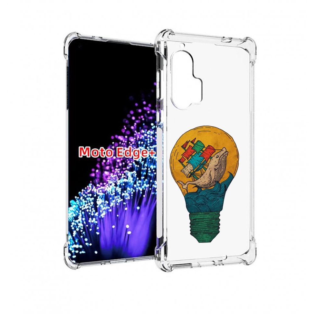 

Чехол MyPads кит в лампочке с парусами для Motorola Edge+ Plus, Прозрачный, Tocco