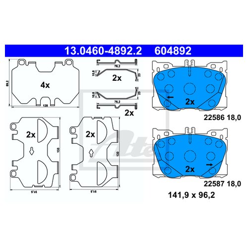 фото Комплект передних тормозных колодок ate 13046048922