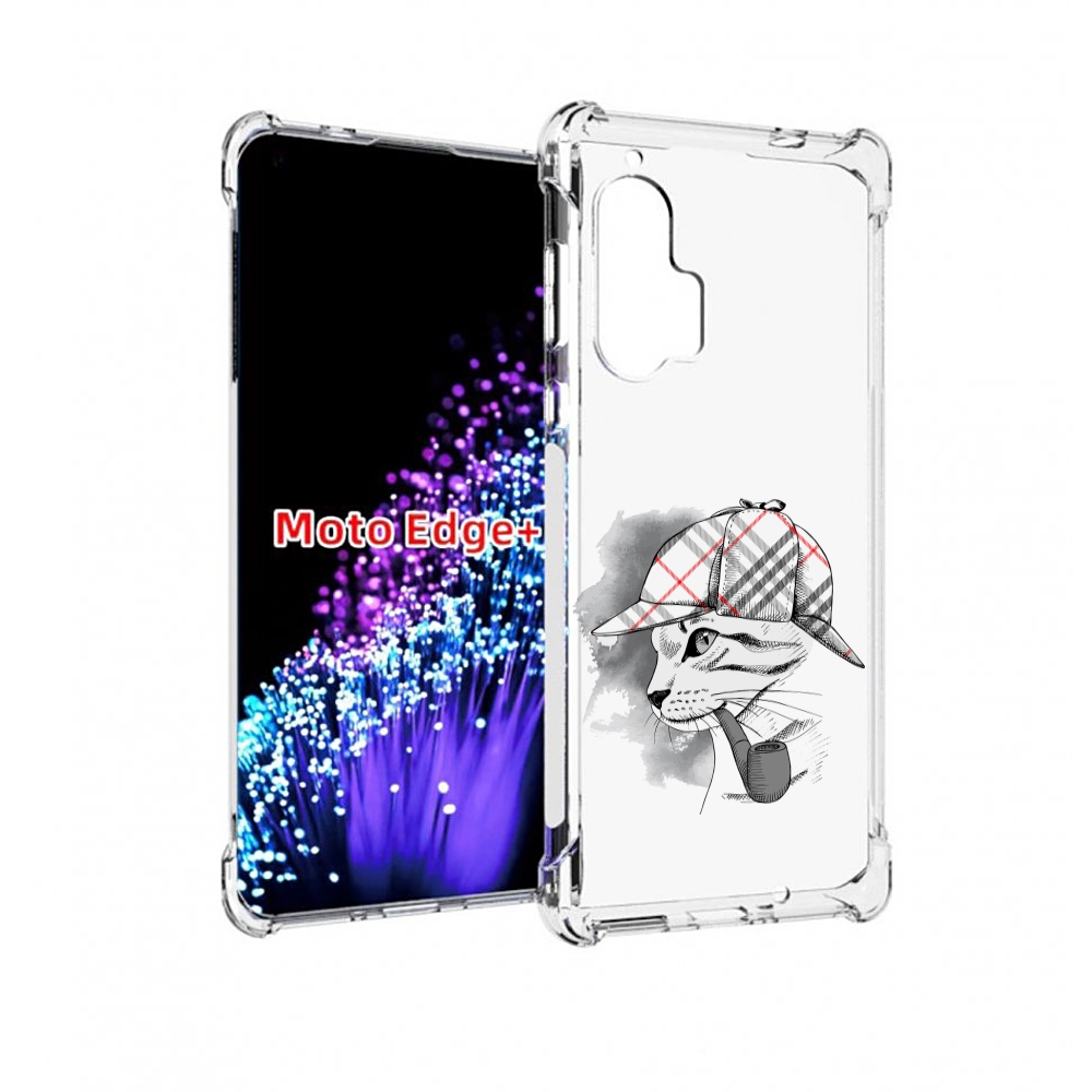 Чехол MyPads кошка с трубкой для Motorola Edge+ Plus
