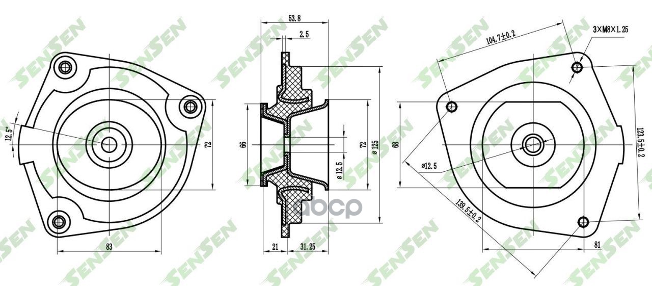 SENSEN Опора амортизатора переднего правого Nissan Note 1.4/1.6/1.5DCi 06>