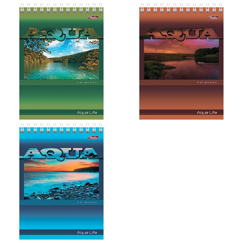 

Блокнот Hatber 40л. А6 на гребне AQUA, 40Б6В1гр