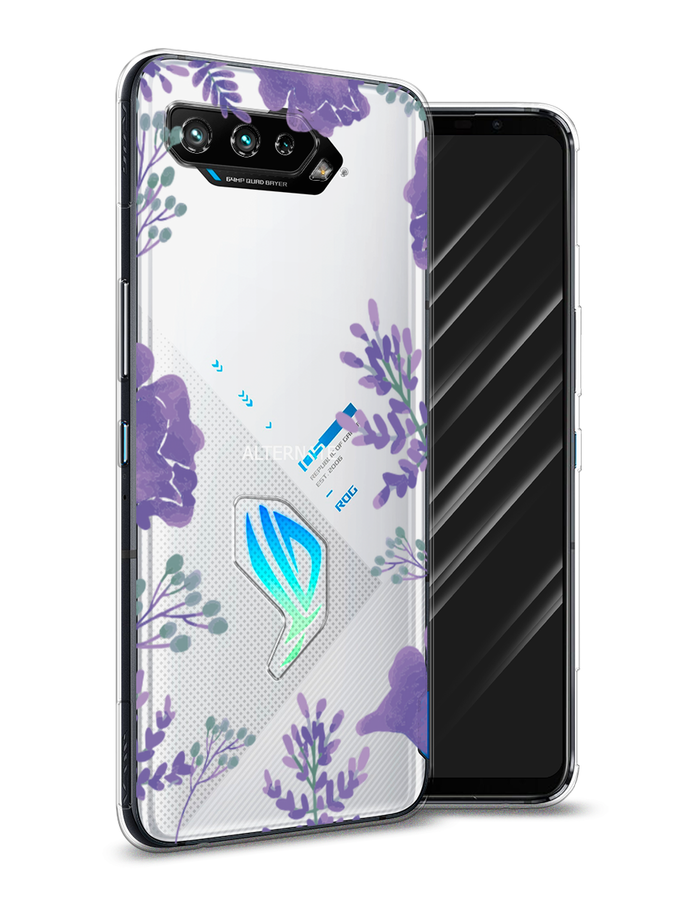 

Чехол Awog на Asus ROG Phone 5S "Сиреневая цветочная рамка", Прозрачный;фиолетовый, 44550-8