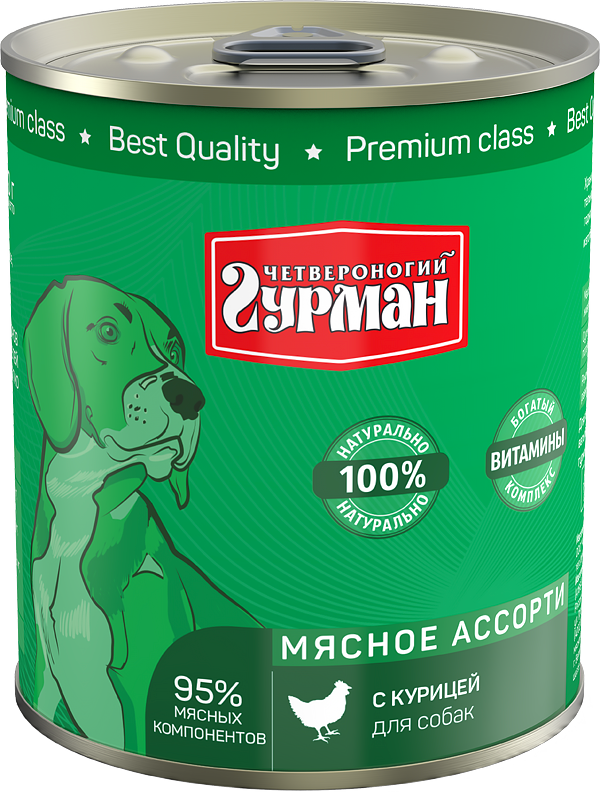 

Влажный корм для собак Четвероногий Гурман Мясное ассорти с птицей 340 г