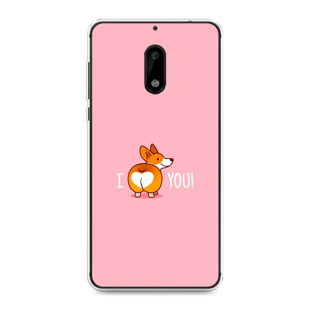 

Чехол на Nokia 6 "Корги I love you", Розовый;коричневый;белый, 120350-1